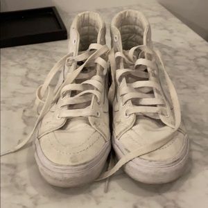 VANS white canvas high top sneakers Sz 6